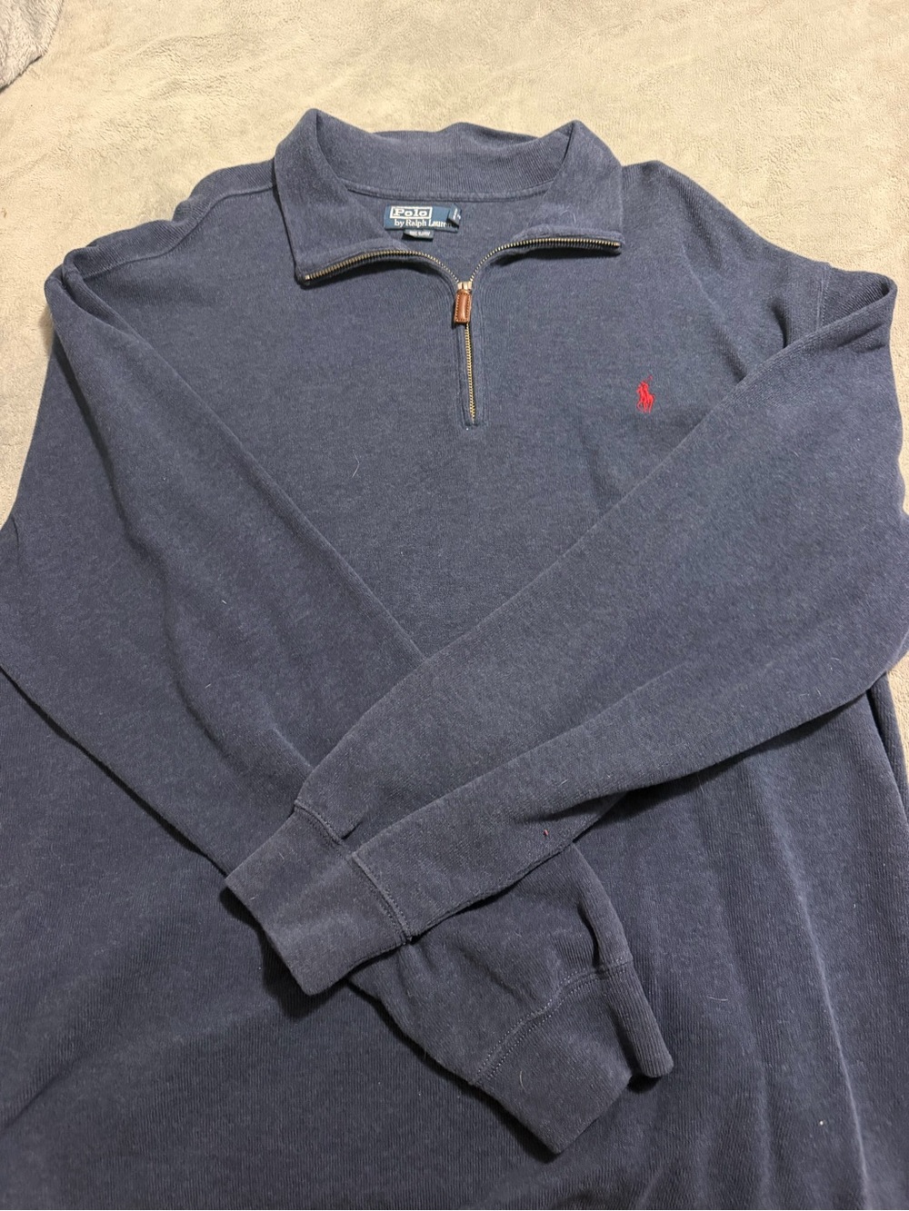 Polo by Ralph Lauren Navy Half-Zip Sweatshirt with Red Pony